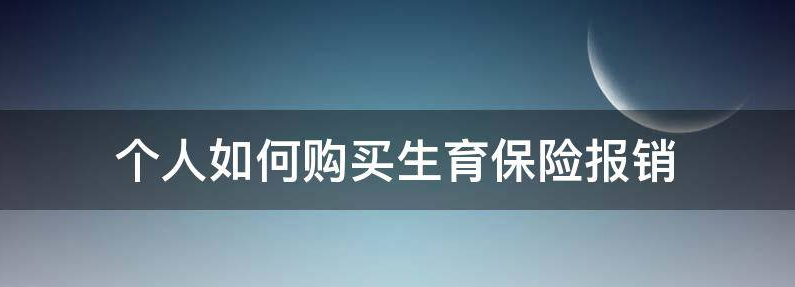 谈谈个人如何购买生育保险？